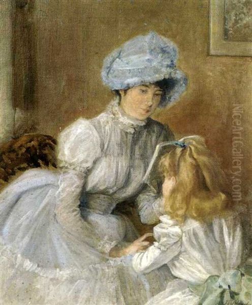 La Lecture Oil Painting by Jacques-Emile Blanche