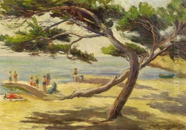 On The Beach Oil Painting by Jacques-Emile Blanche