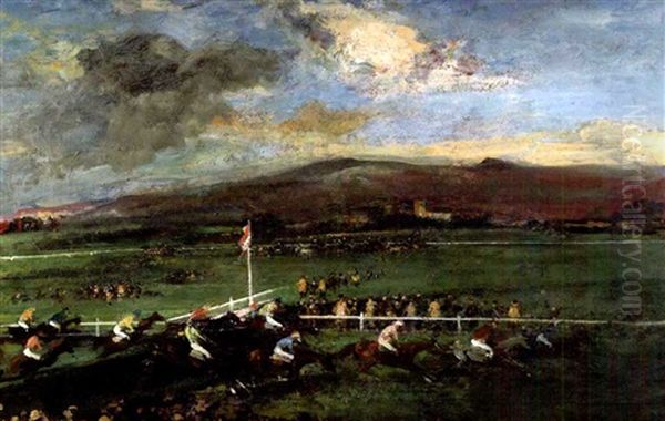 Le Champ De Course D'epsom Oil Painting by Jacques-Emile Blanche