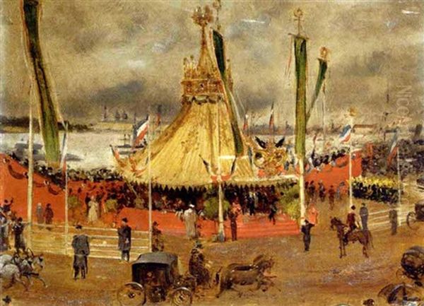 The French Expo Before The Royal Palace, St. Petersburg Oil Painting by Jacques-Emile Blanche