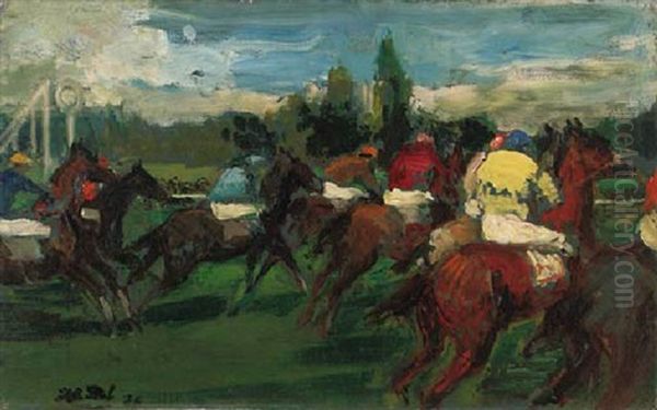 Le Faux Depart, Courses D'auteuil Oil Painting by Jacques-Emile Blanche