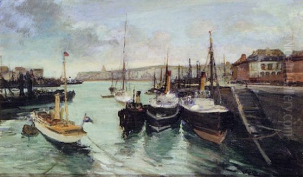 L'avant-port De Dieppe Oil Painting by Jacques-Emile Blanche