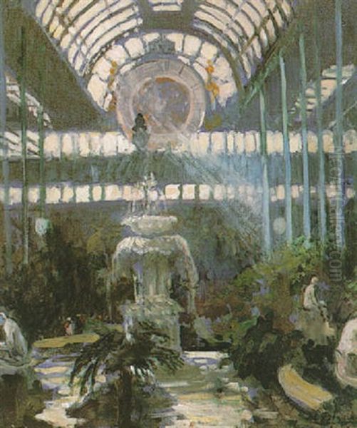 Interior Of The Crystal Palace Oil Painting by Jacques-Emile Blanche