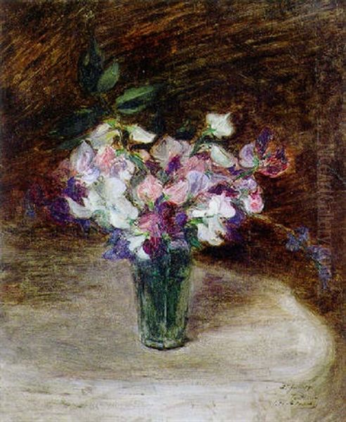 Bouquet De Pois De Senteur Oil Painting by Jacques-Emile Blanche