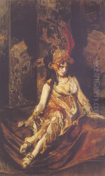 Portrait Of The Dancer Ida Rubinstein Oil Painting by Jacques-Emile Blanche