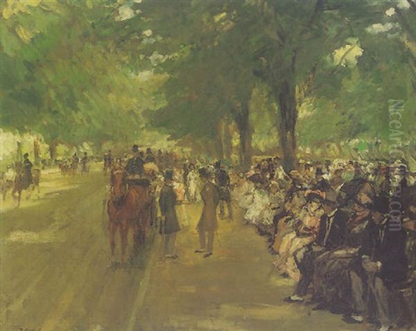 Sunday Afternoon In The Bois De Boulogne Oil Painting by Jacques-Emile Blanche