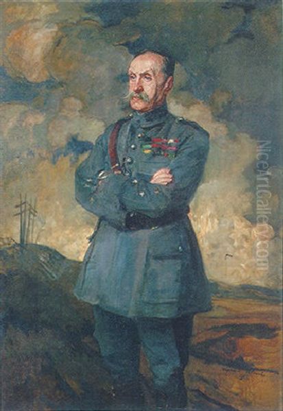 A Portrait Of Marshal Foch Oil Painting by Jacques-Emile Blanche