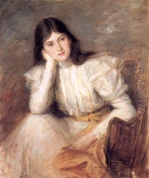 Jeune Fille Reveuse, Portrait De Berthi Capel, Epouse De Lord Michelham Oil Painting by Jacques-Emile Blanche