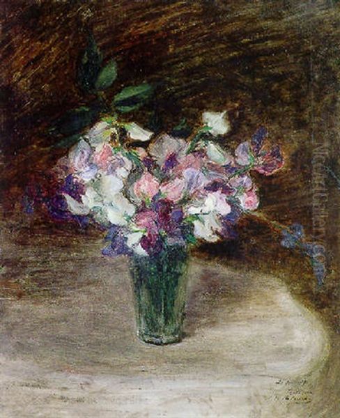 Bouquet De Pois De Senteur Oil Painting by Jacques-Emile Blanche