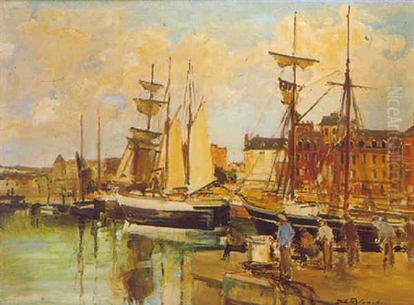 Le Bassin De Berigny A Dieppe Oil Painting by Jacques-Emile Blanche