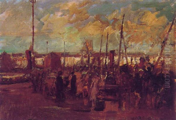 Le  Port De Dieppe Oil Painting by Jacques-Emile Blanche