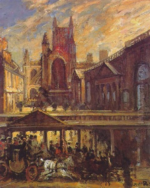 La Sortie Du Thermale De Bath En Angleterre Oil Painting by Jacques-Emile Blanche