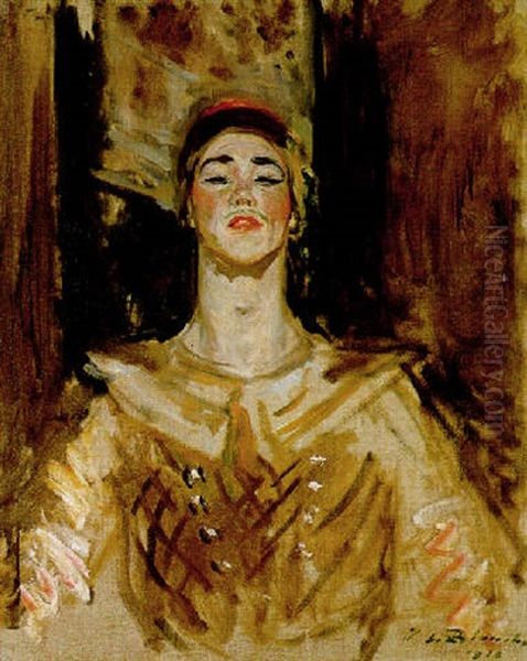 Nijinsky In Les Orientales Oil Painting by Jacques-Emile Blanche