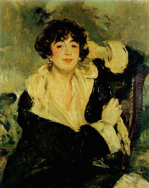 Portrait De Jeune Femme Oil Painting by Jacques-Emile Blanche