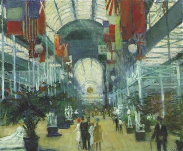 The Interior Of Crystal Palace Oil Painting by Jacques-Emile Blanche