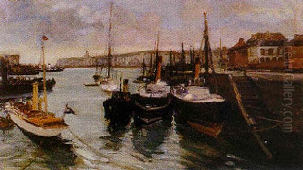 Le Port De Dieppe Oil Painting by Jacques-Emile Blanche