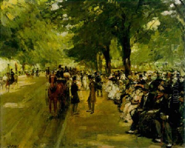 Sunday Afternoon In The Bois De Boulogne Oil Painting by Jacques-Emile Blanche