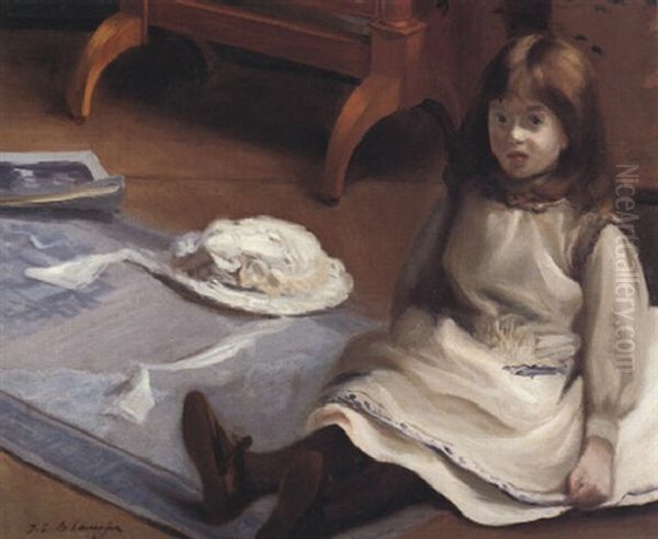 Lucie Dans L'atelier Oil Painting by Jacques-Emile Blanche