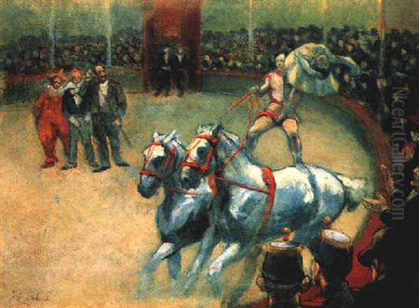 Scene De Cirque : Les Ecuyers Oil Painting by Jacques-Emile Blanche