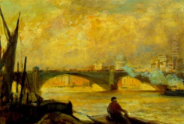 London Bridge Oil Painting by Jacques-Emile Blanche