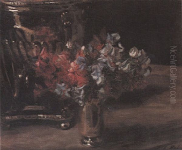 Still Life With Sweet Peas In A Vase Oil Painting by Jacques-Emile Blanche