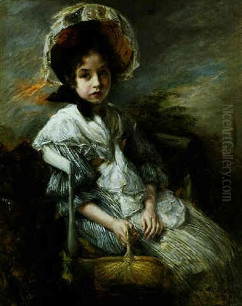 Portrait Of A Young Girl Seated In A Landscape Oil Painting by Jacques-Emile Blanche