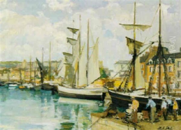 Le Port De Dieppe Oil Painting by Jacques-Emile Blanche