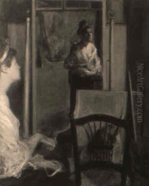 The Mirror Oil Painting by Jacques-Emile Blanche