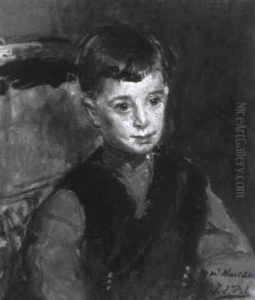 Portrait Du Fils Narishkin(?) Oil Painting by Jacques-Emile Blanche