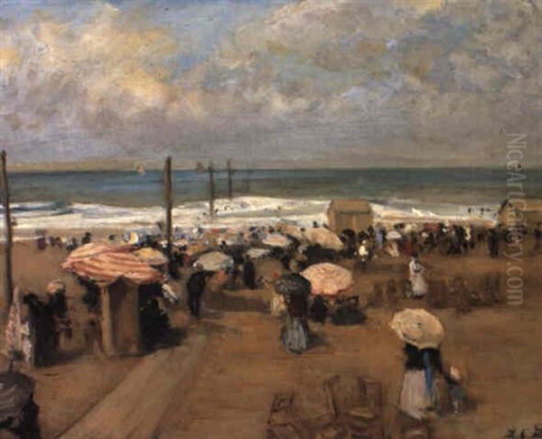 A La Plage Oil Painting by Jacques-Emile Blanche