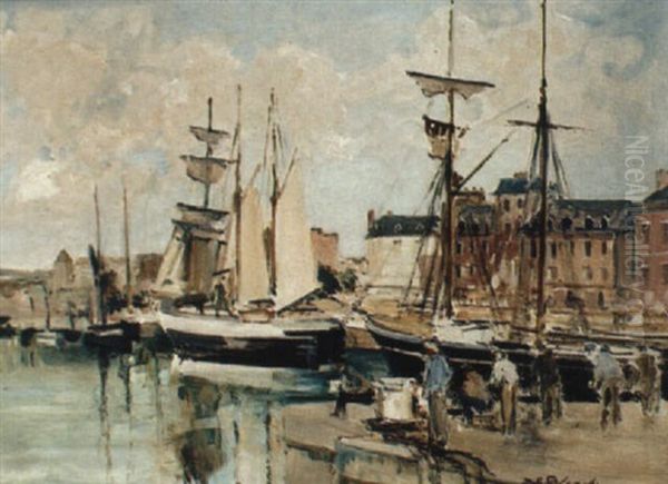 Le Bassin Berigny - Goelettes Sous Voiles Oil Painting by Jacques-Emile Blanche