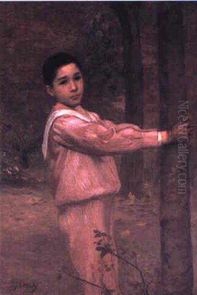 Portrait Of A Boy In A Pink Sailor Suit Oil Painting by Jacques-Emile Blanche