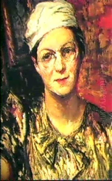 A Portrait Of Eva Rist Oil Painting by Jacques-Emile Blanche