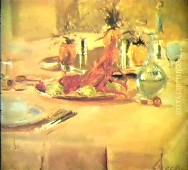 Nature Morte A La Langouste Oil Painting by Jacques-Emile Blanche