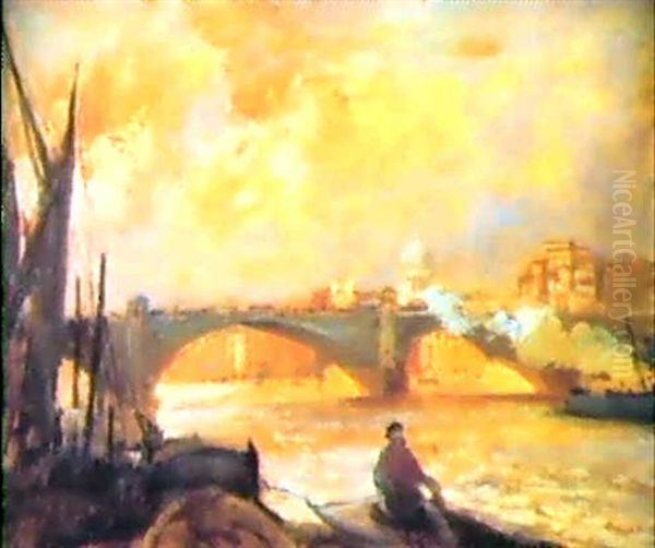 London Bridge Oil Painting by Jacques-Emile Blanche