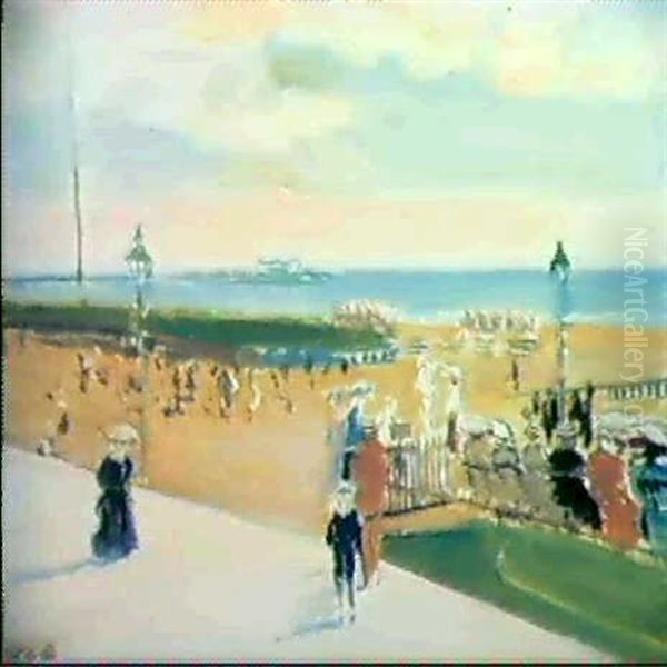 Promenade A Brighton Oil Painting by Jacques-Emile Blanche