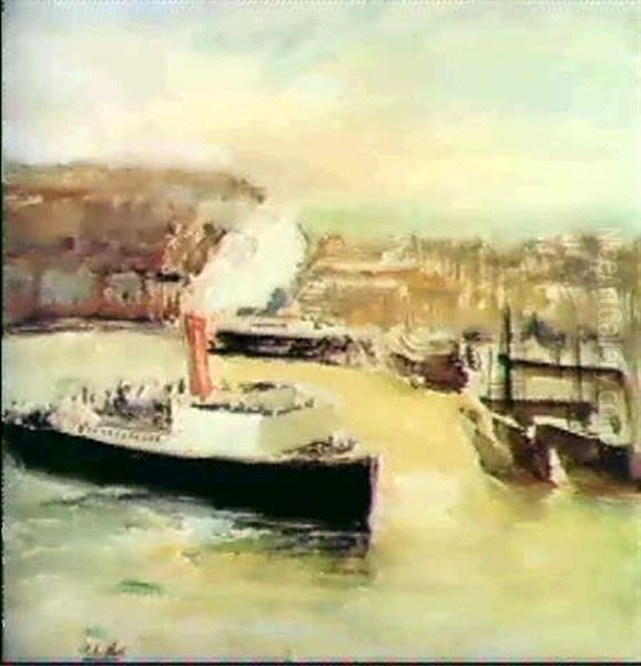 Le Port De Dieppe Oil Painting by Jacques-Emile Blanche