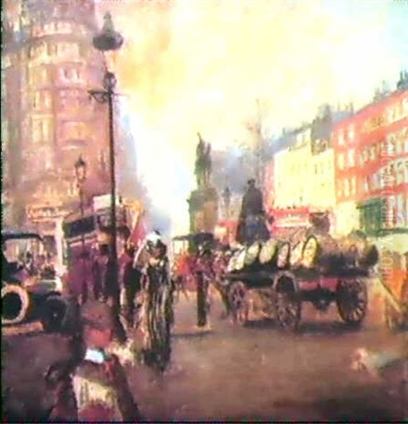 Knightsbridge Vu De Sloane Street (belle Matinee De         Decembre) Oil Painting by Jacques-Emile Blanche