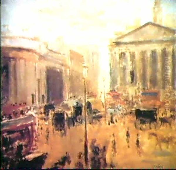 Le Stock Exchange A Londres Oil Painting by Jacques-Emile Blanche