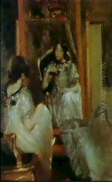 Devant Le Miroir Oil Painting by Jacques-Emile Blanche