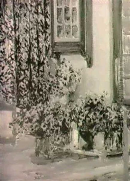 Fleurs Devant La Maison Oil Painting by Jacques-Emile Blanche