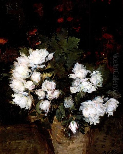 Pivoines Oil Painting by Jacques-Emile Blanche