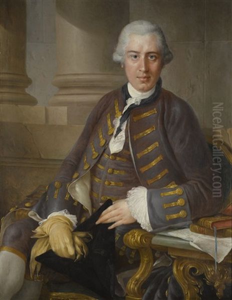 Portrait Of A Gentleman, Probably Henry Arundell, 8th Baron Arundell Of Wardour (1740-1808), Three-quarter Length, Seated Oil Painting by Louis Gabriel Blanchet