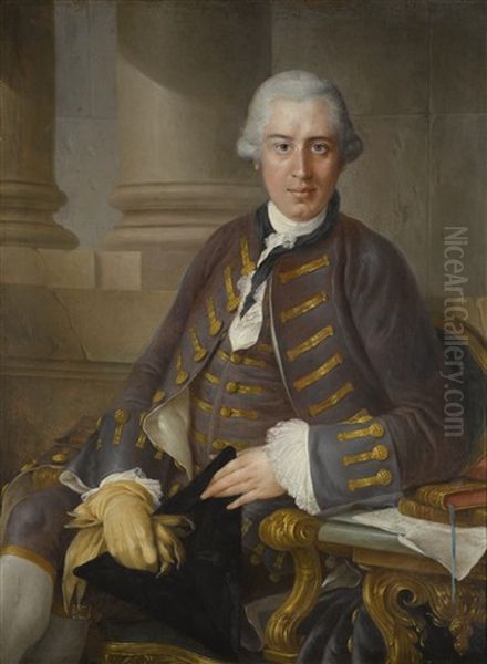 Portrait Of A Gentleman, Probably Henry Arundell, 8th Baron Arundell Of Wardour (1740-1808), Three-quarter Length, Seated Oil Painting by Louis Gabriel Blanchet