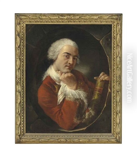 Portrait Of Bernard Forest De Belidor (1698-1761), Half-length, In A Masonry Cartouche Oil Painting by Louis Gabriel Blanchet