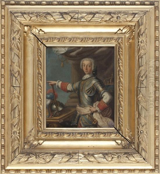 Three-quarter Length Portrait Of Prince Charles Edward Stuart, The 'young Pretender' Wearing Armour Oil Painting by Louis Gabriel Blanchet