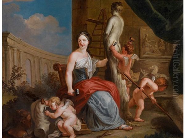 Allegorie Der Bildhauerei Und Architektur Oil Painting by Louis Gabriel Blanchet