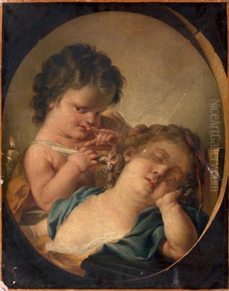 Enfant Jouant Avec Le Feu Oil Painting by Louis Gabriel Blanchet