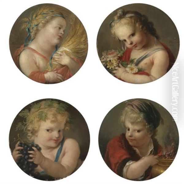 The Four Seasons (set Of 4) Oil Painting by Louis Gabriel Blanchet