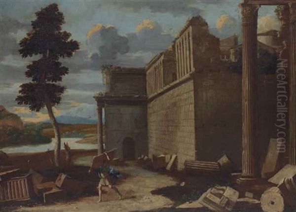 Samson Carrying Away The Gates Of Gaza Oil Painting by Thomas Blanchet